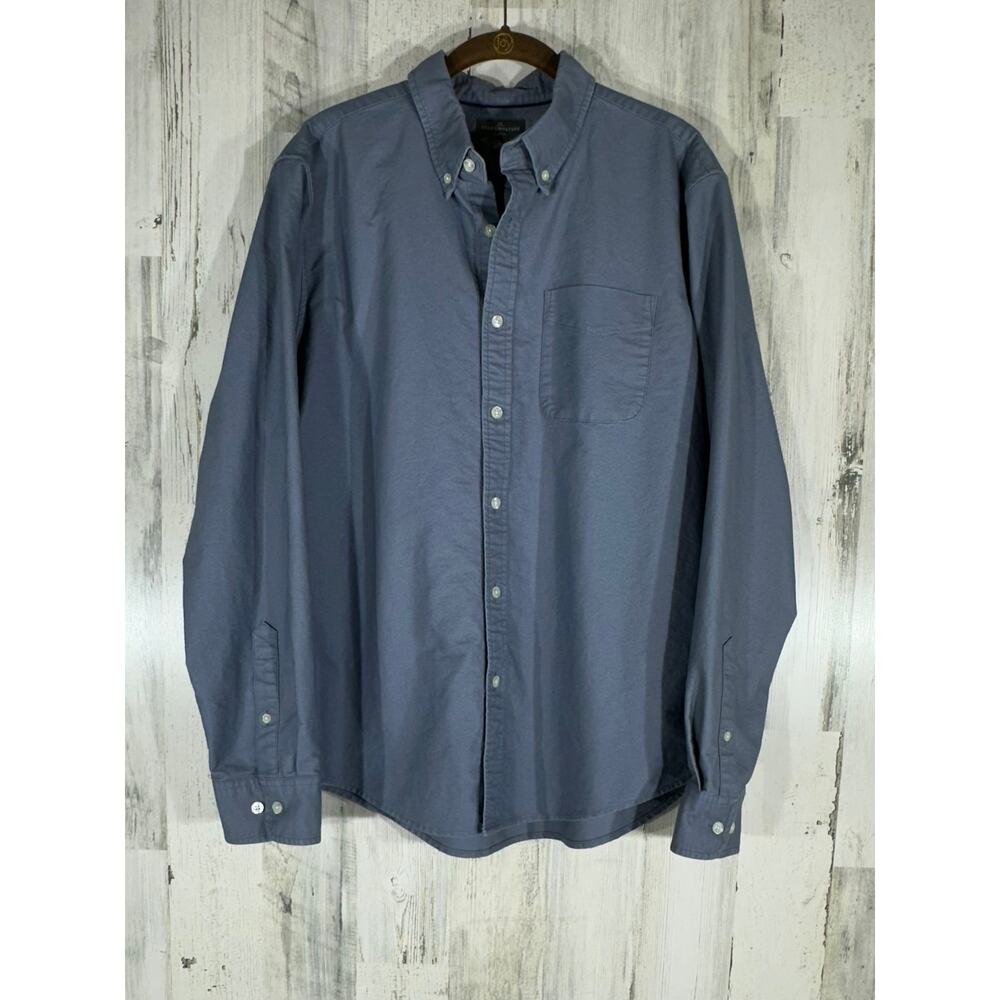 LL Bean Signature Button Up Shirt Size Large Slim Fit Steel Dusty‎ Blue Gray